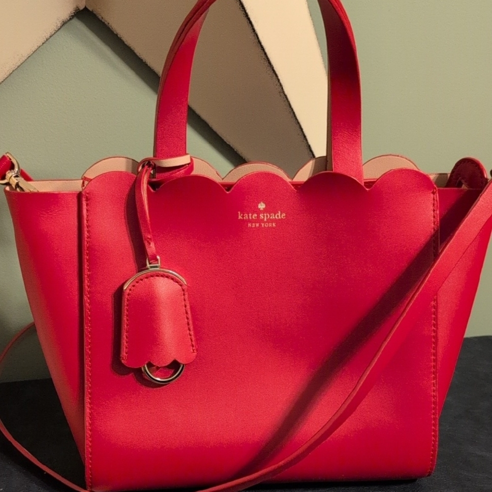 Kate Spade New York Pink Scalloped Satchel Clean Purse Bag - Picture 14 of 16